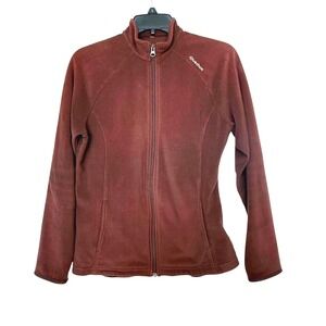 Fleece Womens Brown Full Zip Jacket Outdoor Adventure Layer Size L